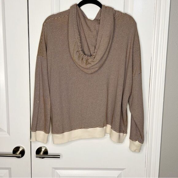 THE GREAT The Teammate Oversized Hoodie in Micro Cider Stripe Size 2 / Medium - Picture 4 of 8